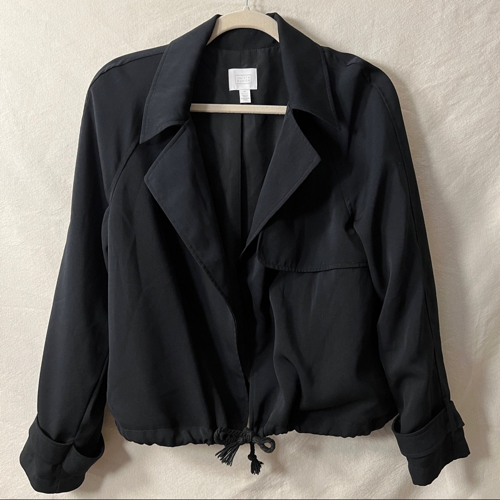14th & Union Black Cropped Tie Loose Fit Blazer